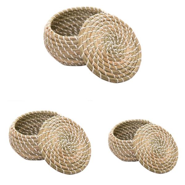 

storage baskets 1 pcs straw hand woven wicker basket with lid home organization