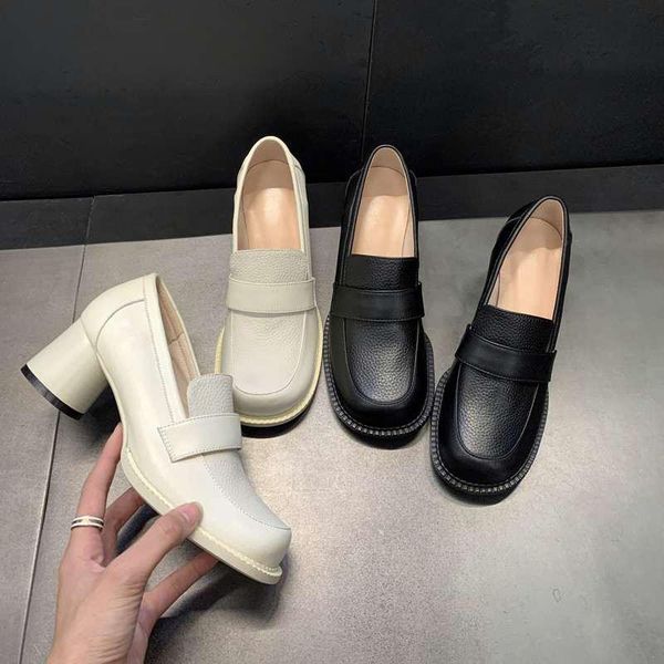 

spring arrival high heels shoes genuine leather round toe classic preppy young lady casual women pumps dress, Black