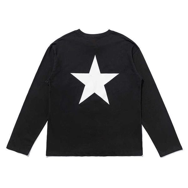 

high street fashion five pointed star print long sleeve t-shirthk0e, White;black