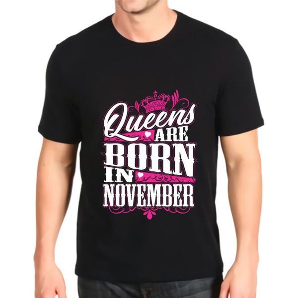 

men's t-shirts retro kawaii graphic t shirt queens are in november mens organic harajuku anime t-shirt, White;black