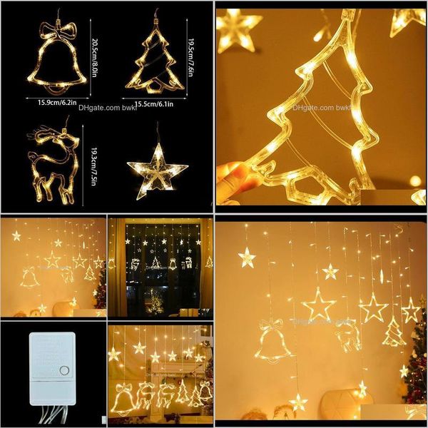 Dekorationen Festliche Party Lieferungen Garten Drop Lieferung 2021 Elch Glocke Led Girlande Licht String Weihnachten Ornament Hängen Banner Für Hause N