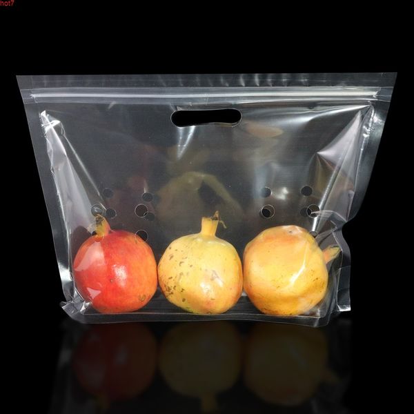 Eco Clear Plastic PP Bags Fruit Ziplock Hang Hole Stand up Bolsas Reusável Cozinha Polypropylen Armazenamento com gás Holehigh Qty