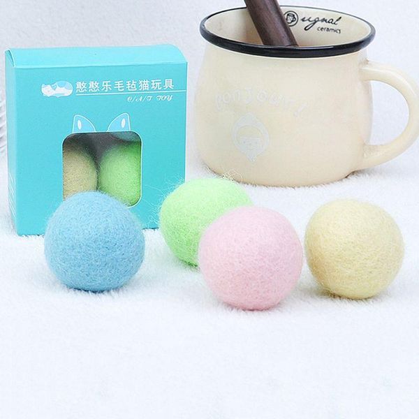 

wool felt ball toys for cats kittens colorful eco-friendly cat teaser bell balls 85wc