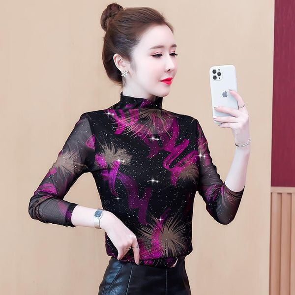 

women's blouses & shirts 2021 autumn korean style fashionable western-style blouse is thin elastic bottoming shirt, White