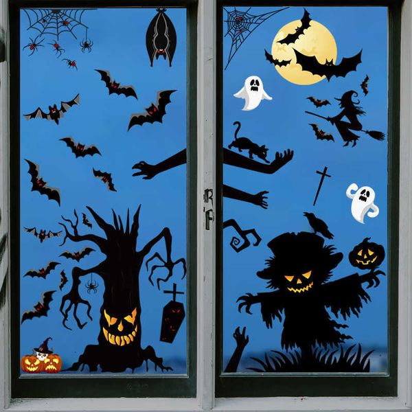 

Decoration stickers for Halloween pumpkin lantern spider ghost electrostatic stickers for all saints party decoration wall stickers