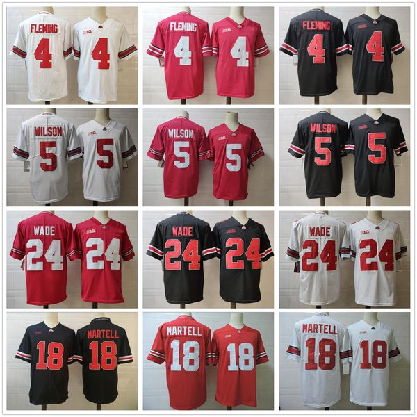 

ohio state buckeyes jersey 24 wade 18 martell 5 wilson 4 fleming stitched jerseys 21 campbell jr 11 fromm, Black;red