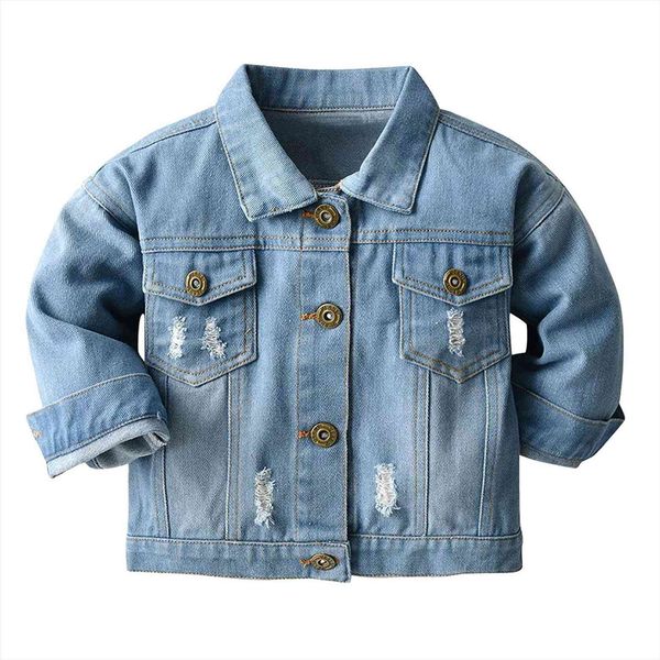 

toddler baby girls denim jacket kids button pocket down jeans coat outerwear costume for boys clothes children, Blue;gray