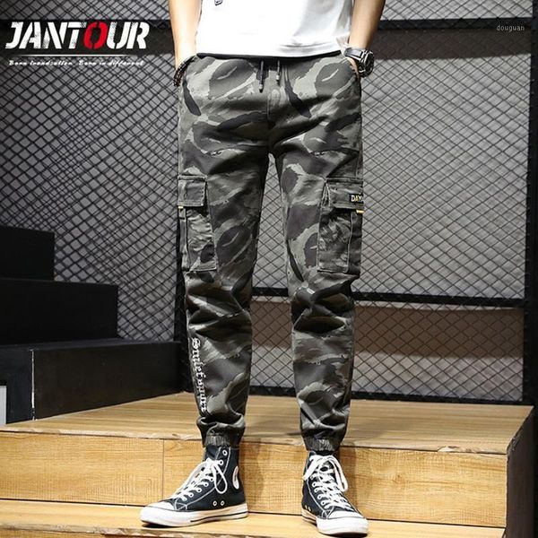 

jantour camouflage cargo pants joggers military men trousers hip hop army camo spodnie meskie man cotton sweatpants men's, Black