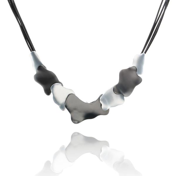 

chokers irregular geometry pendant necklace multilayer leather cord clavicle chain exaggerated choker jewelry, Golden;silver