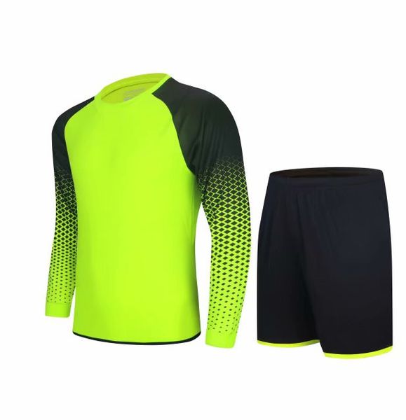 

066 long sleeved goalkeeper shirt customized service diy soccer jersey kit breathable custom personalized services school team any clu, Black;yellow