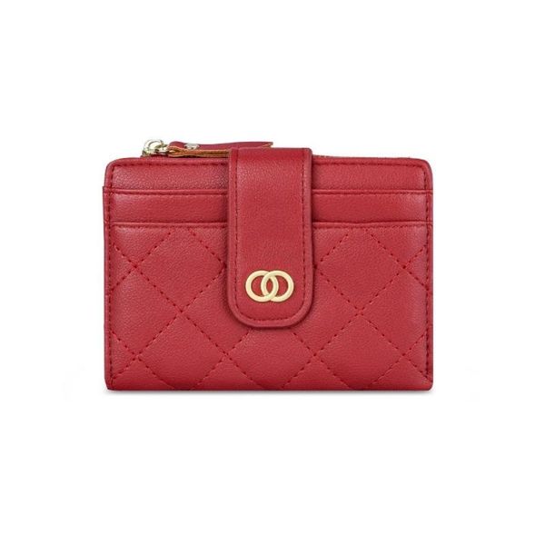 

wallets women's small fragrant embroidery thread multi-card coin purse short wallet, Red;black