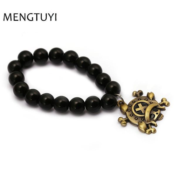 

charm bracelets j store black acrylic beads bracelet men bracelet&bangle anime one piece pendant accessories cosplay souvenir, Golden;silver