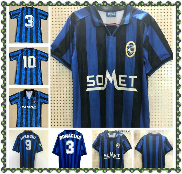 

1996 1997 atalanta bergamasca retro soccer jersey 96 97 filippo inzaghi bonacina sgro morfeo vintage classic football shirt, Black;yellow