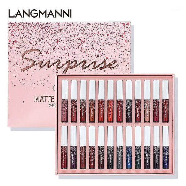 

langmanni 24pcs/set waterproof lipstick vampire lip stick matte velvet lipsticks lips makeup cosmetics labiales matte1