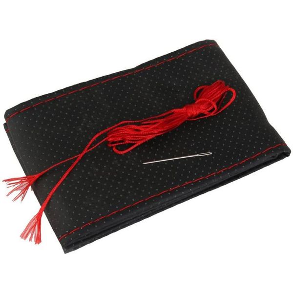 

car hand sewing full hole steering wheel cover black red four seasons universal simple covers