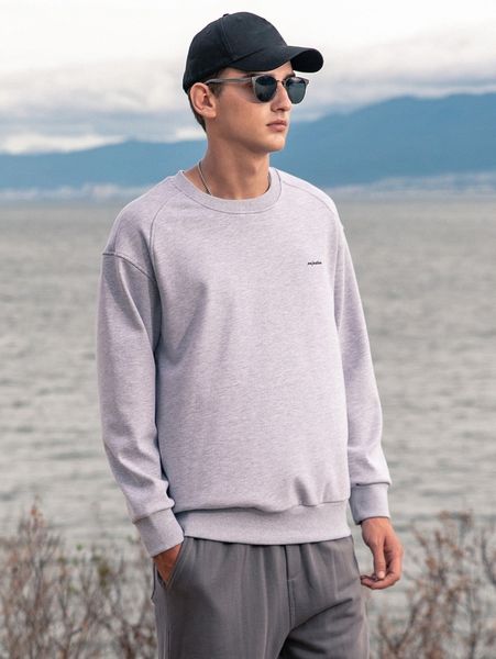 

men raglan sleeve letter embroidery sweatshirt v9vt#, Black