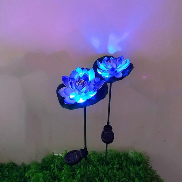 

solar lamps 2pcs led light artificial lotus simulation flower outdoor waterproof garden lawn stakes yard art for courtyard decor