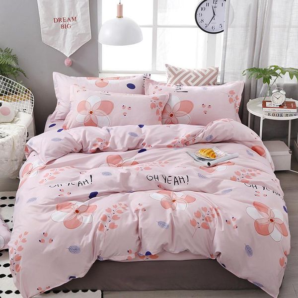

bedding sets 4pcs cute  comforter set cover soft bed linens duvet full size sheet pillowcase king home textile