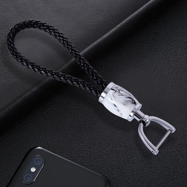 

keychains crystal woven leather rope for car women men, Silver