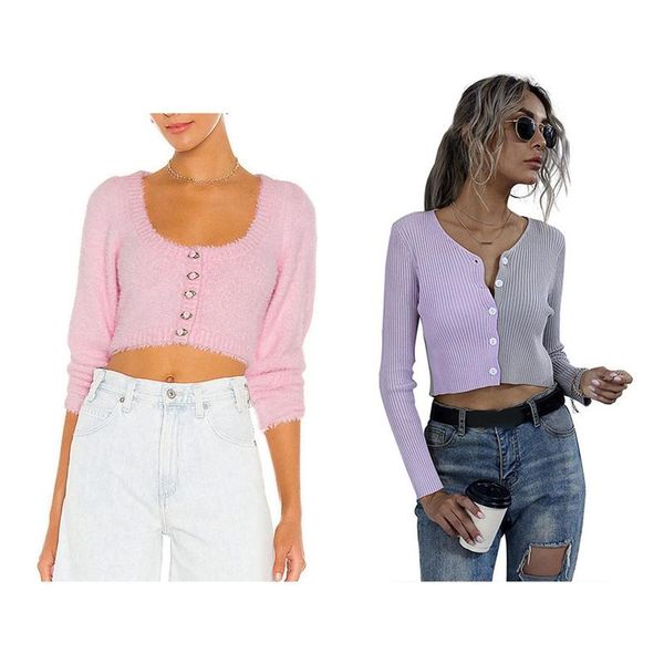 

women's sweaters sweet slim cropped cardigan s & button-down for ladies crop clothes, White;black