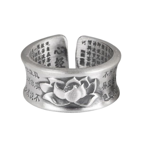 

cluster rings s990 pure silver vintage thai craft ring opening six words heart sutra, Golden;silver