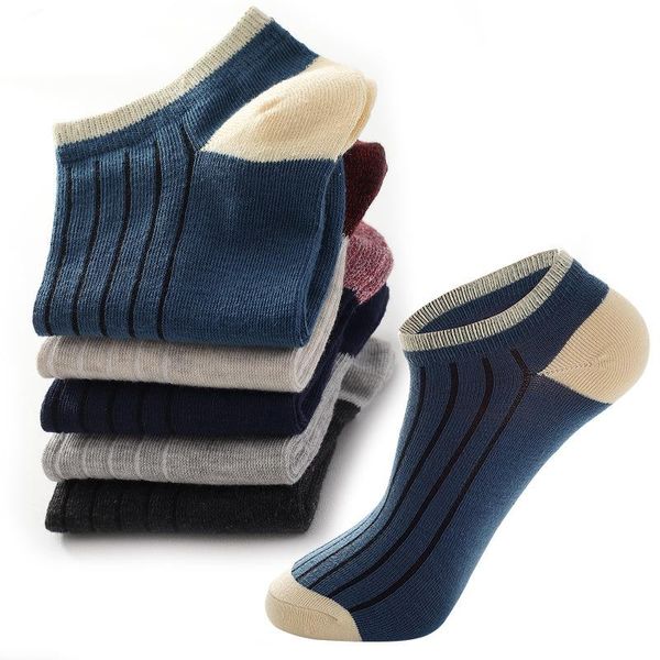 

men's socks 5 pairs summer mens cotton with stripe and star shallow mouth no show men very 50703, Black