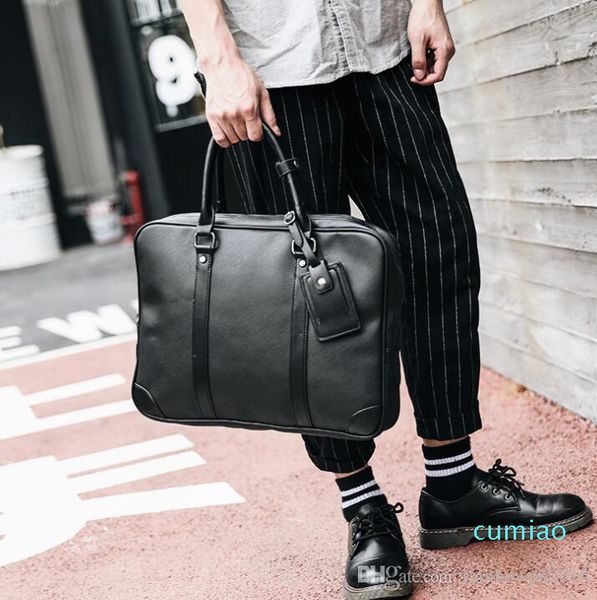 

factory wholesale men bag multifunctional man portable computer bags simple bulk leather briefcase business trend all -match leisure handbag
