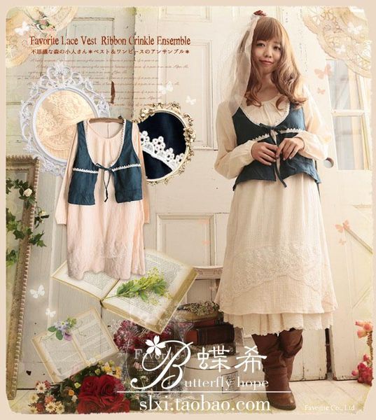 

casual dresses mori girl rockabilly hippie boho sweet lolita cotton linen lace ruffle embroidered crochet suede vest women 2 pcs set dress, Black;gray