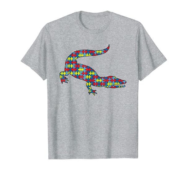

crocodile autism awareness kids animal puzzle day mom gift t-shirt, White;black