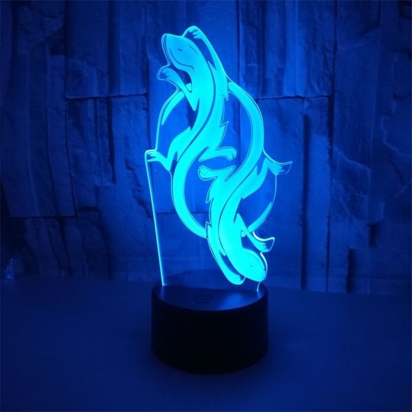 

new creative gecko night colorful touch remote control 3d led vision small table lamp