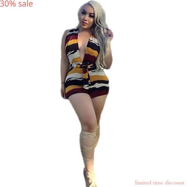 

women's jumpsuits & rompers womens beach shorts bodysuit sleeveless colorful stripes v neck jumpsuit 2021 summer club playsuits and, Black;white