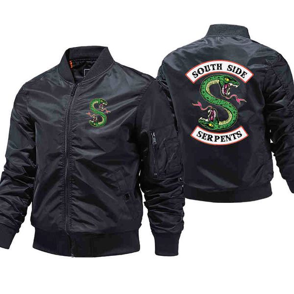 

riverdale south side serpents et men tv show mens bomber streetwear hombre winter coats 5xl male windbreak ets, Black