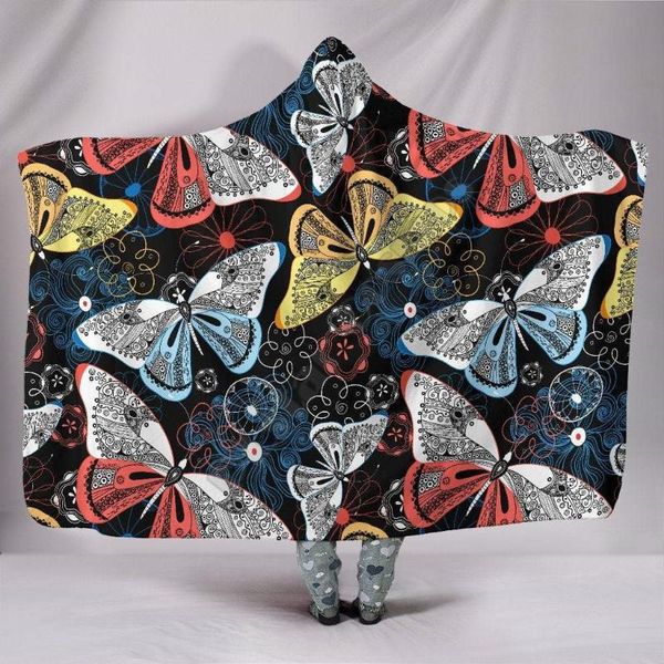 

blankets colorful butterelies decor 3d printed wearable blanket adults for kids various types hooded fleece 02