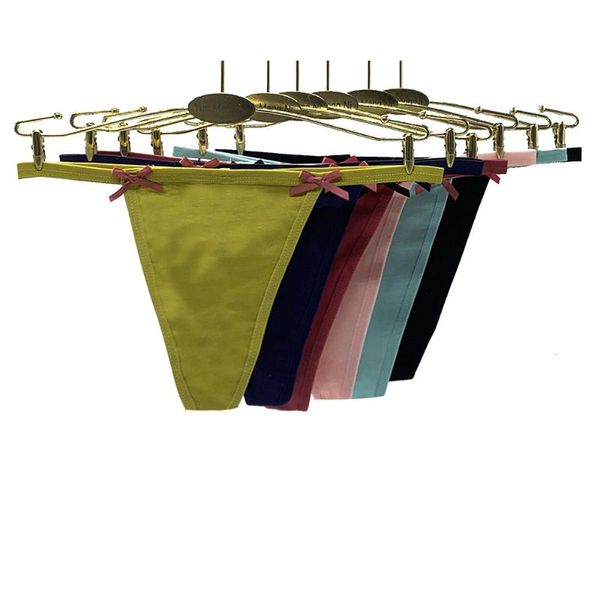 

women's panties boyswe 5 pcs/lot arrival 2021 lingerie low rise t back cotton thongs underwear  l xl 87409, Black;pink