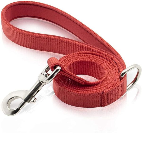 

dog collars & leashes durable nylon leash padded handle 360Â° swivel metal hook classic style pet for small medium large dogs lead