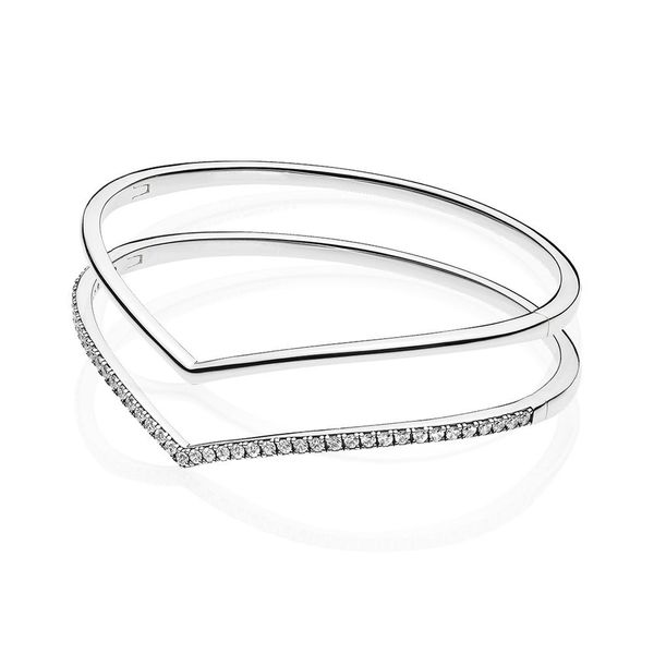 

original 925 sterling silver shimmering with crystal pandora bracelet bangle fit bead charm fashion jewelry, Black