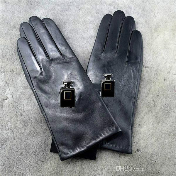 

2021 europe and the united states winter warm sheepskin gloves ladies new brand points to add leather gloves wholesale, Blue;gray