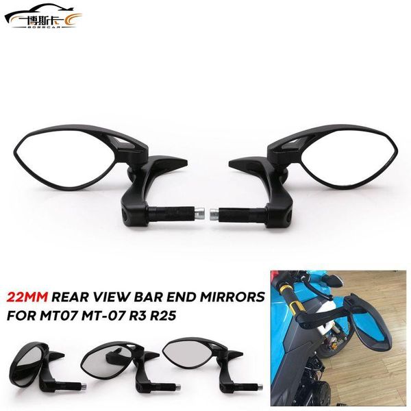

motorcycle mirrors 7/8" hand handguard protection brake clutch lever pair side mirror 22mm rear view for mt07 mt-07 r3 r25