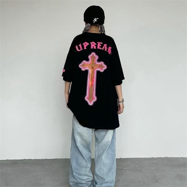 

x is not a good man cross printed short sleeve street casual t-shirt female strange taste girl slim top, White;black