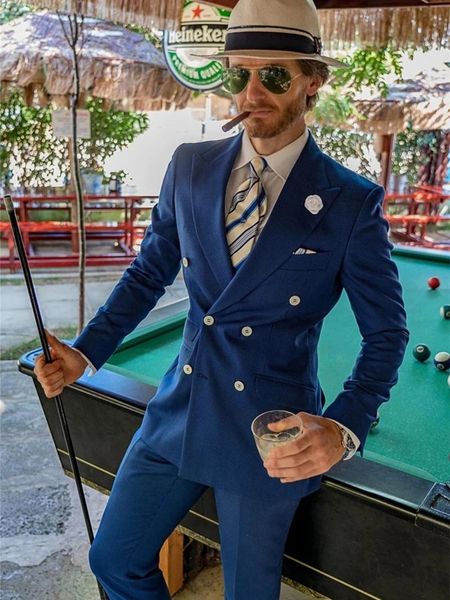 

men's suits & blazers 2021 costume homme fashion royal blue slim fit business pants two pieces tailor-made men formal, White;black