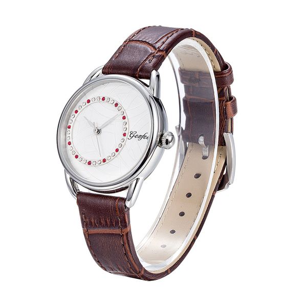 

straight quartz korean fashion stainless steel women's watch, Slivery;brown