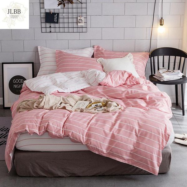 

bedding sets products  set simple solid color duvet cover pink stripe comforter king ab#224