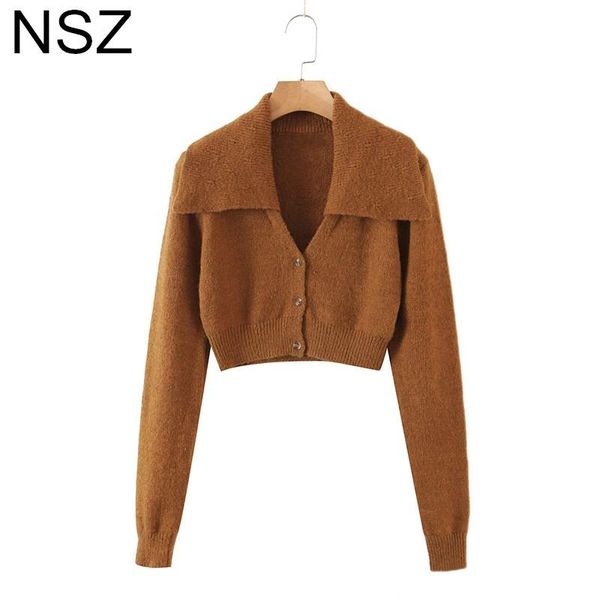 

women's knits & tees nsz women tight cardigan sweater 2021 outfit knit crop jacket coat ladies knitwear jumper pull femme jersey br, White