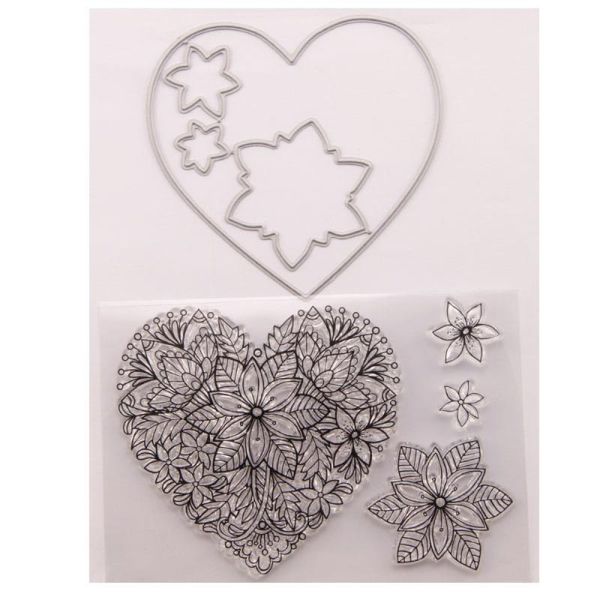 

painting supplies love heart flower metal cutting dies and clear stamp set for diy scrapbooking po decorative embossing stencil