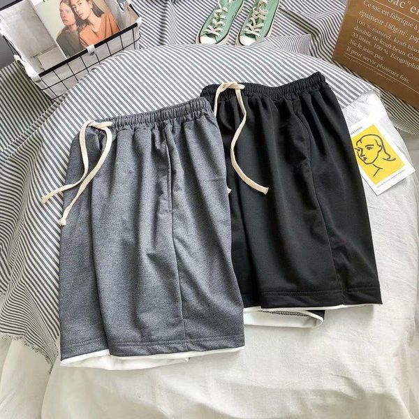 

men pockets summer casual shorts men's oversize sweatpants male fashions korean knee length s-5xl, White;black