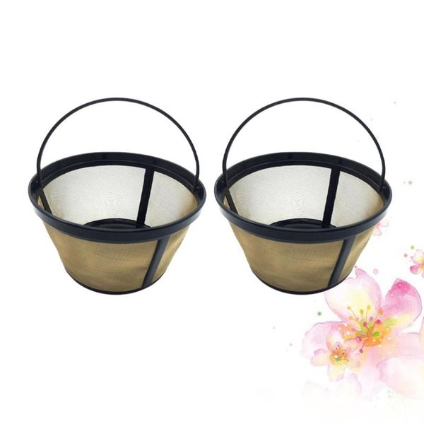

coffee filters 2pcs bucket shape filter reusable mesh basket (golden)