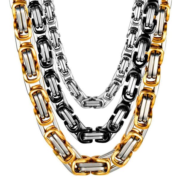 

chains stainless steel byzantine chain men's necklace imperial titanium back jewelry wholesale, Silver