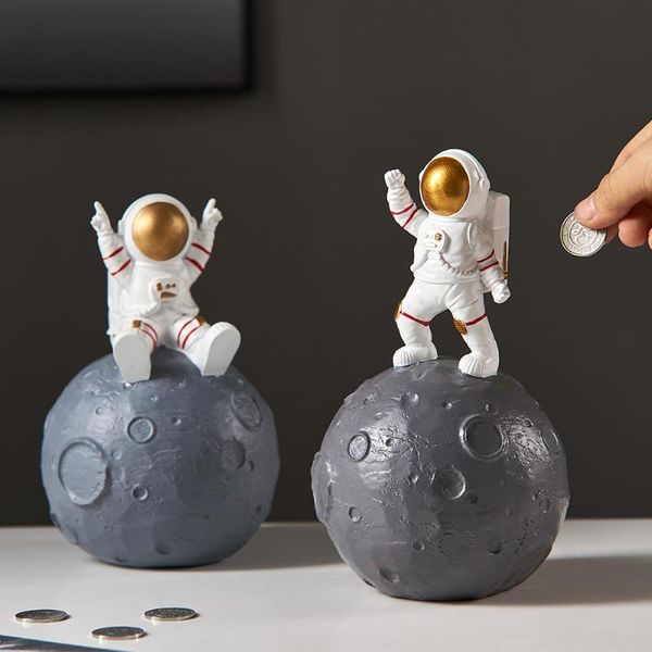 

creative resin piggy bank astronaut home decoration money box deskdecor accessories child safe coin gifts decorative objects & figurines