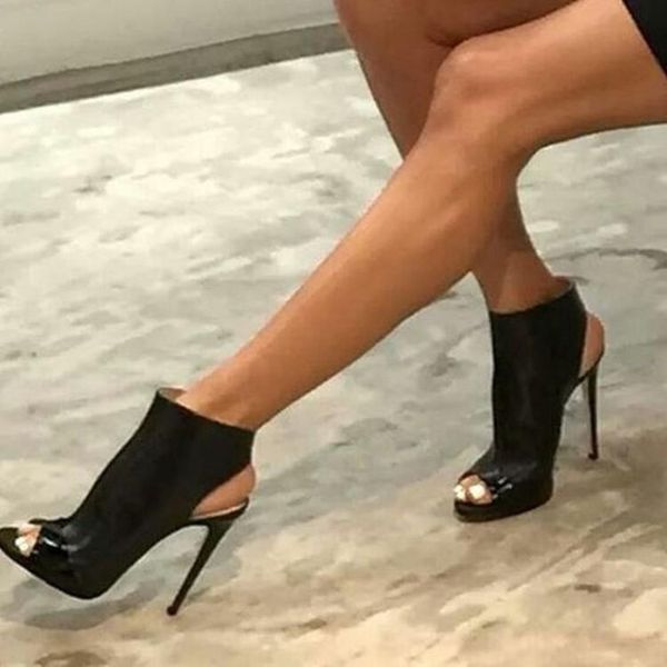

dress shoes ashiofu handmade women high heel pumps slingback peep-toe party prom stiletto evening fashion court, Black