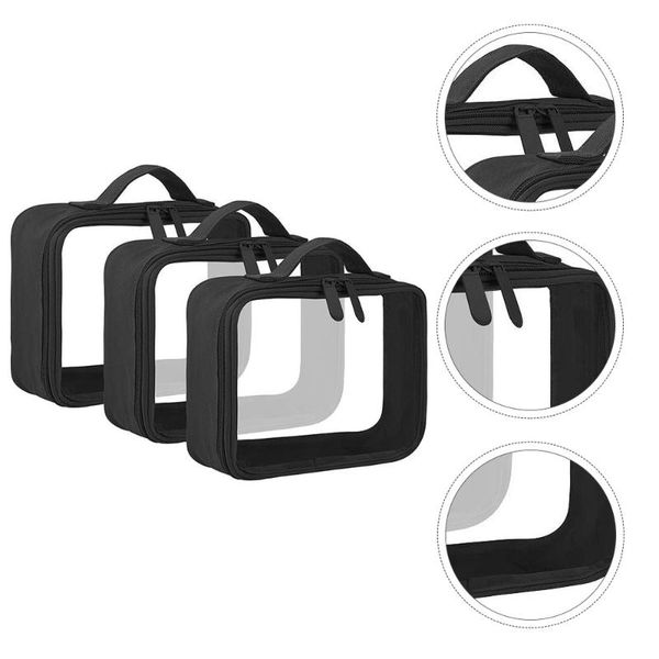 

laundry bags 3pcs transparent cosmetic bag travel toiletry portable washing black